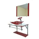 Ver imagem 1 de Gabinete de Vidro 60cm Cuba Retangular Vinho + Torneira Cascata - Dahora