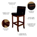 Ver imagem 3 de Kit 3 Banquetas para Bancada Alta em Madeira Castanho Melody Suede Preto