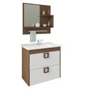 Ver imagem 1 de Gabinete de Banheiro com Cuba e Espelheira Lirio 60cm Amendoa/branco - Mgm