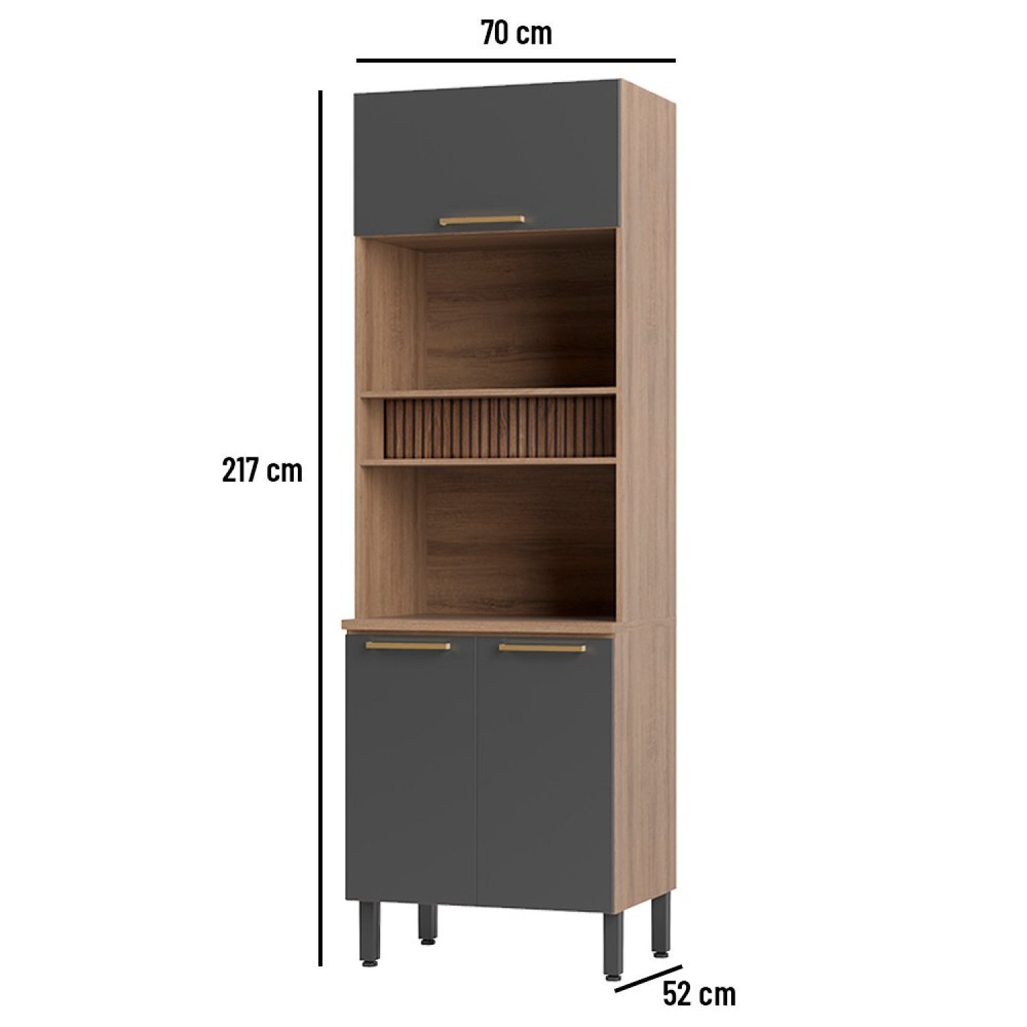 Paneleiro Torre Quente 70cm 3 Portas Avelã  - 4