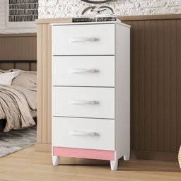 Cômoda Mobi Biflex Branco Fosco Liso/rosa Matte - Albatroz Móveis - 4