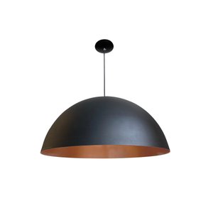 Pendente Onix Poptem meia esfera 60cm preto e cobre