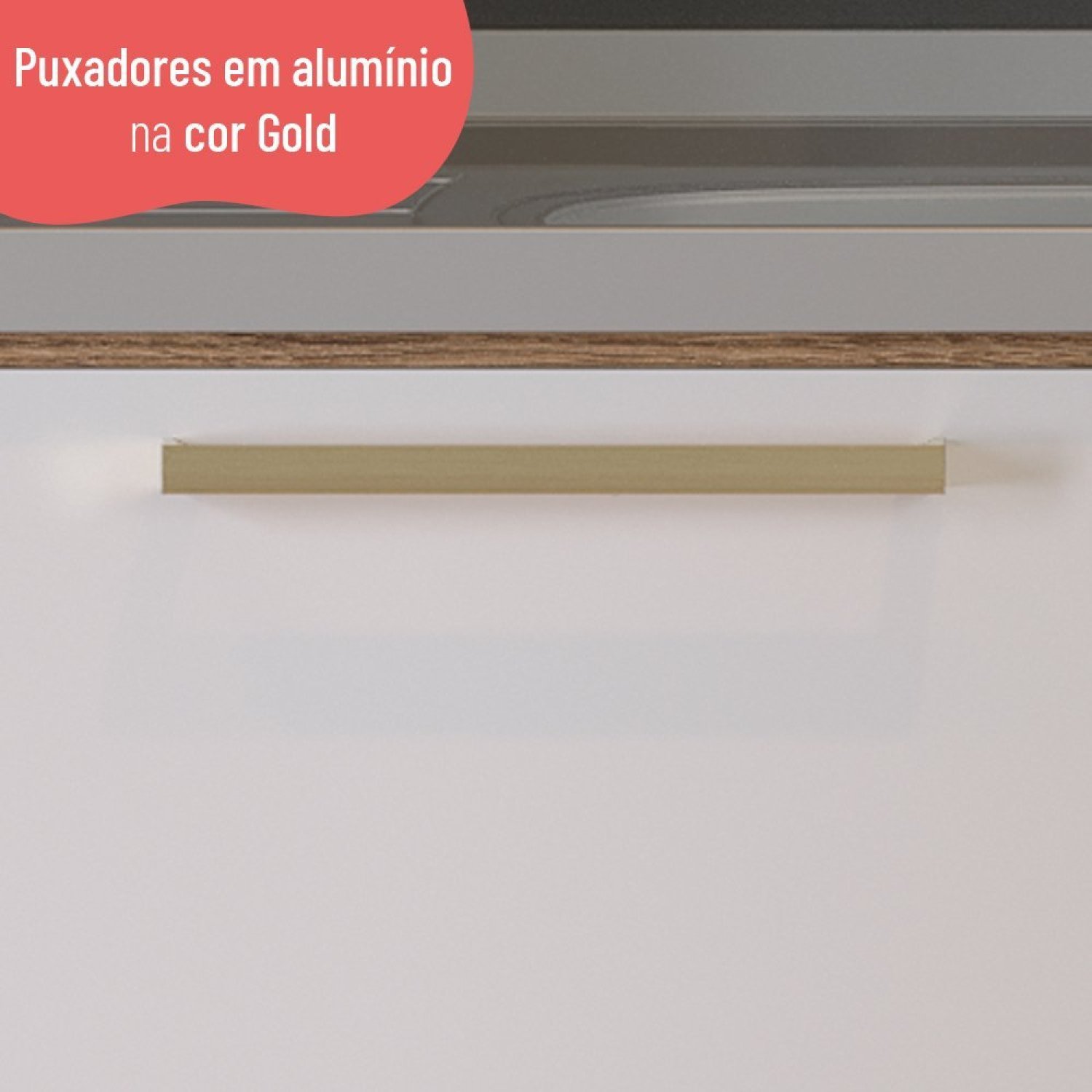 Balcão Gabinete 120cm para Pia 2 Gavetas Avelã  - 7