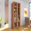 Ver imagem 1 de Cristaleira 2 Portas 70 cm com Vidro LED Nicho Garrafeiro 1 Gaveta Damasco Freijo
