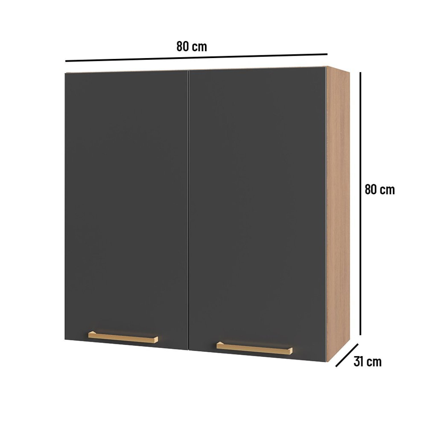 Armário Aéreo 80cm 2 Portas Avelã  - 4