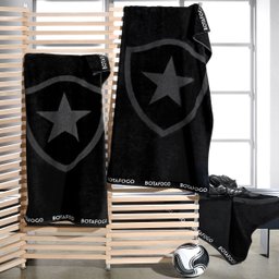 Toalha de Banho Buettner Jacquard Barra Bordada Veludo Futebol Botafogo 70cmx140m Preto - 2