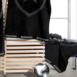 Toalha de Banho Buettner Jacquard Barra Bordada Veludo Futebol Botafogo 70cmx140m Preto - 4