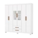 Ver imagem 2 de Guarda-Roupa 6 Portas 2 Gavetas com Espelho e Pés Aurora Branco