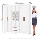 Ver imagem 3 de Guarda-Roupa 6 Portas 2 Gavetas com Espelho e Pés Aurora Branco