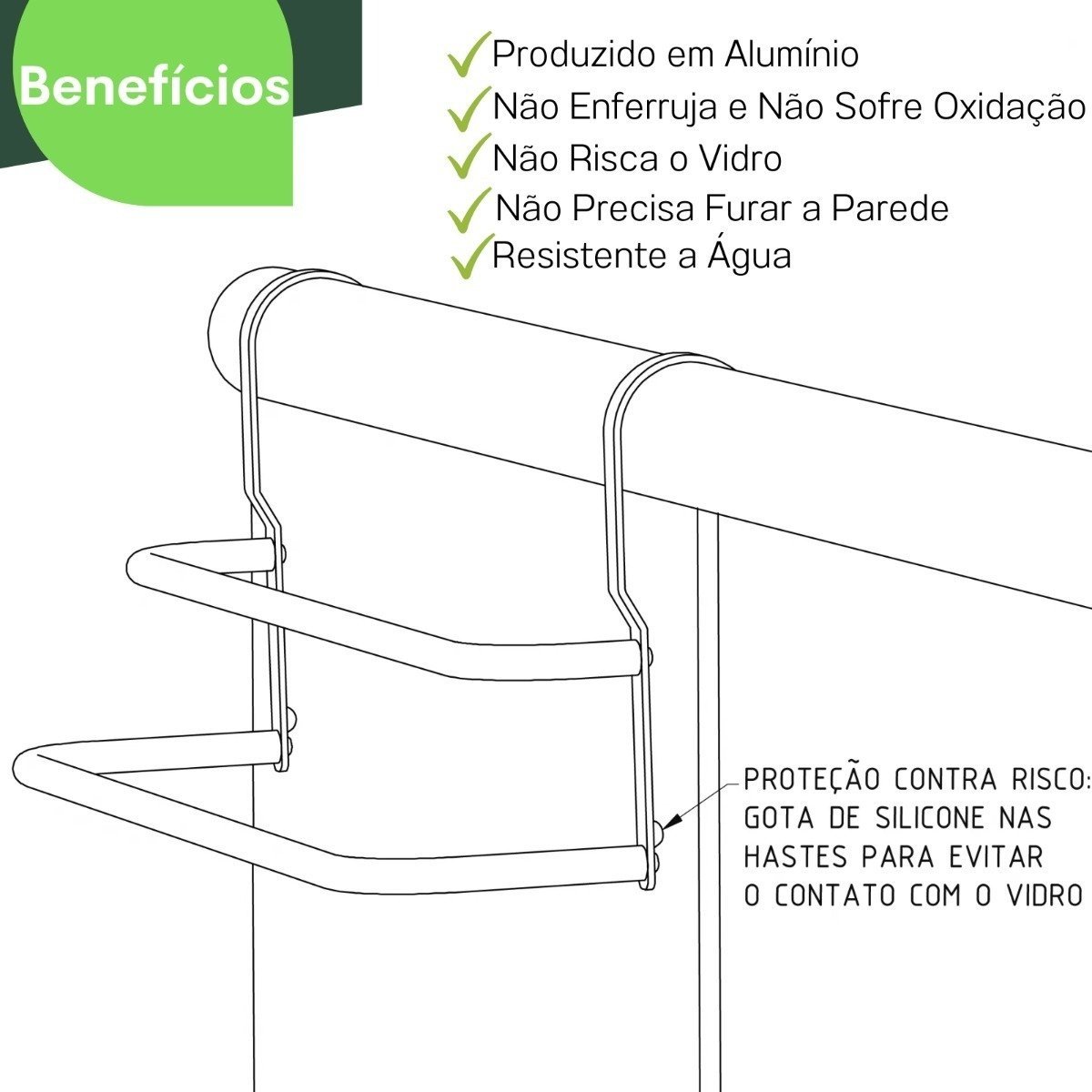 Suporte Porta Toalhas Toalheiro Duplo P/box Alto Brilho Fs - 5