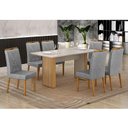 Ver imagem 2 de Mesa de Jantar Júlia 160x80cm Cinamomo Off White com 6 Cadeiras Lara Linho Prata - Valdemóveis