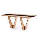 Ver imagem 2 de Conjunto Mesa de Jantar Dinant Vidro Preto e Base Amêndoa + Cadeiras Andenne Encosto Estofado -