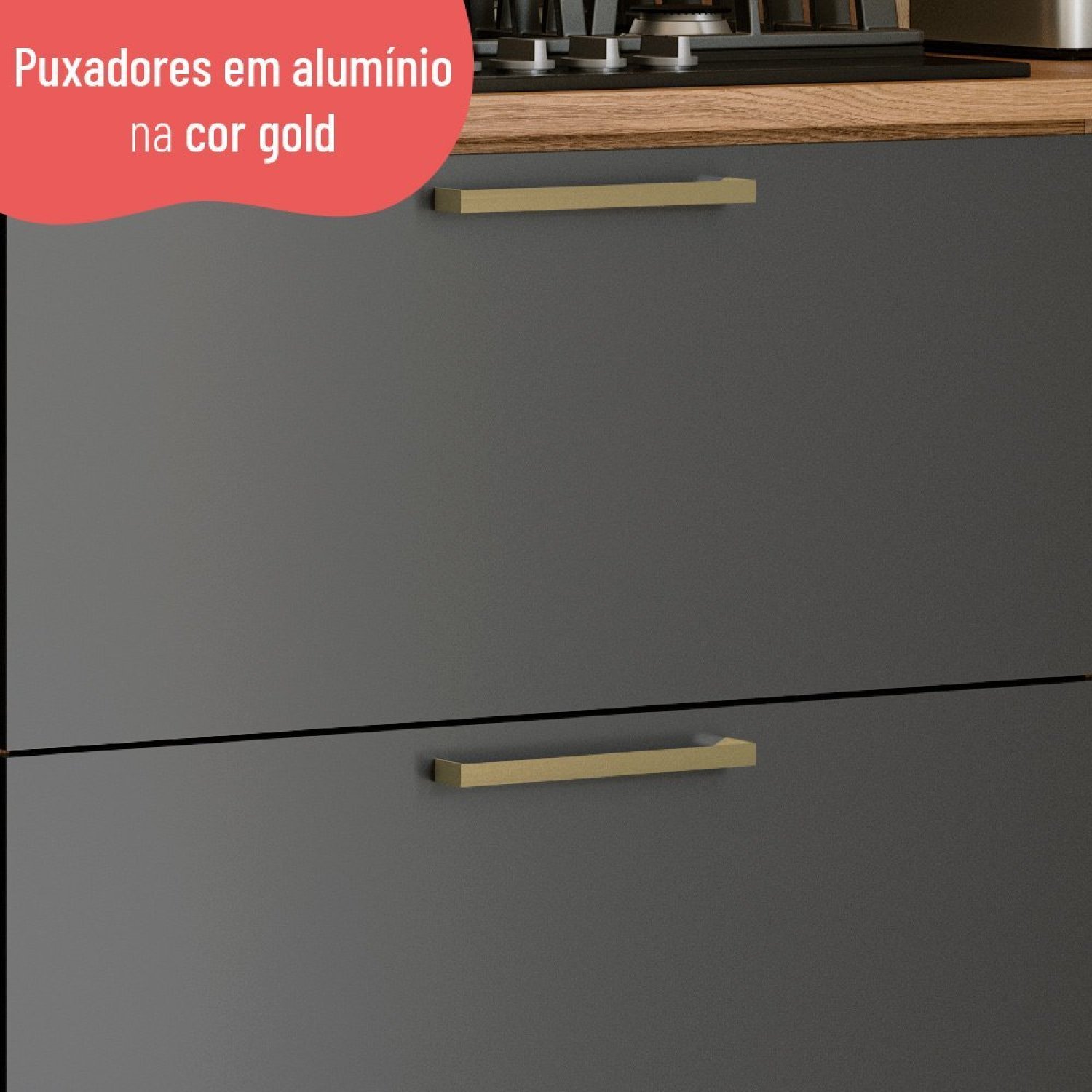 Balcão de Cozinha 80cm com Tampo 2 Portas Avelã  - 6