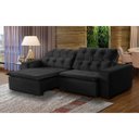 Ver imagem 1 de Sofá Retrátil Reclinável 5 Lugares 270cm com Pillow Veludo Preto Alasca Megasul