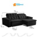 Ver imagem 4 de Sofá Retrátil Reclinável 5 Lugares 270cm com Pillow Veludo Preto Alasca Megasul