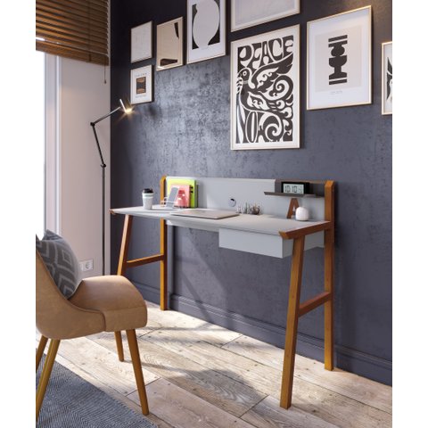 ESCRIVANINHA OFFICE INDUSTRIAL RETRO PARA QUARTO ESCRITORIO CINZA