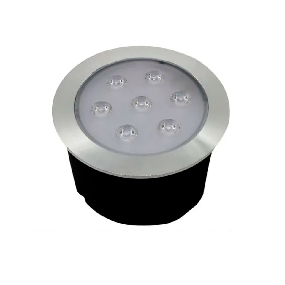 Balizador de Piso Led Redondo Embutir 7w 3000k Branco Quente Bivolt Preto