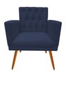 Ver imagem 3 de Kit Namoradeira + 1 Poltrona Decorativa Nina Capitonê + Puff Redondo Suede Azul Marinho Pés Madeira