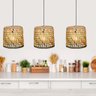 Kit 3 Lustre Rustico Pendente Luminária Teto Taboa Fibra Natural Tamanhos P M G Kit com 3 Peças:médi - 1
