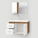 Ver imagem 3 de Kit Gabinete Armario para Banheiro com Cuba e Espelho 73cm Quality Fimap Montado Freijó Branco