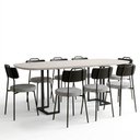 Ver imagem 2 de Mesa Retangular Alina 200cm Off White Preto com 8 Cadeiras Barcelona N01 Couríssimo Preto Linho