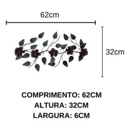 Enfeite de Parede Decorativo Todo de Ferro 5 Rosas:marron - 2