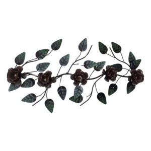 Enfeite de Parede Decorativo Todo de Ferro 5 Rosas:marron