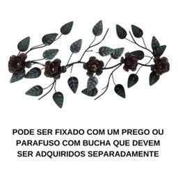 Enfeite de Parede Decorativo Todo de Ferro 5 Rosas:marron - 4