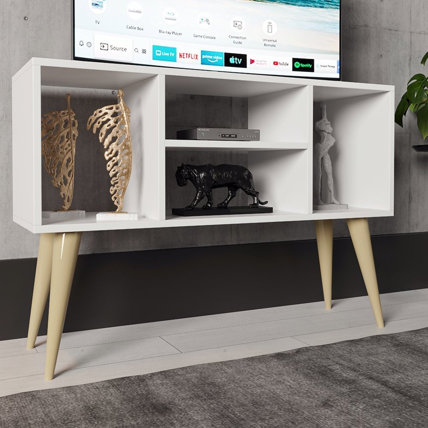 Rack para TV Até 43 Polegadas com Pés Palito Para Sala e Quarto Noruega  - 6