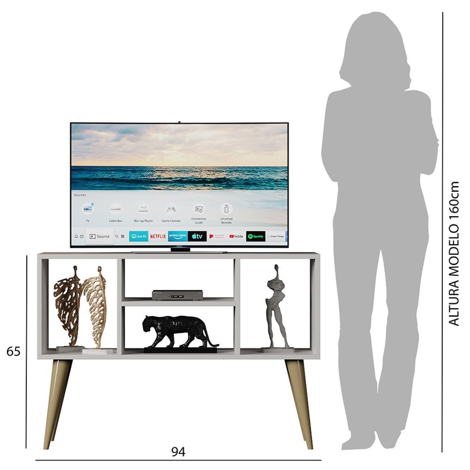 Rack para TV Até 43 Polegadas com Pés Palito Para Sala e Quarto Noruega  - 7