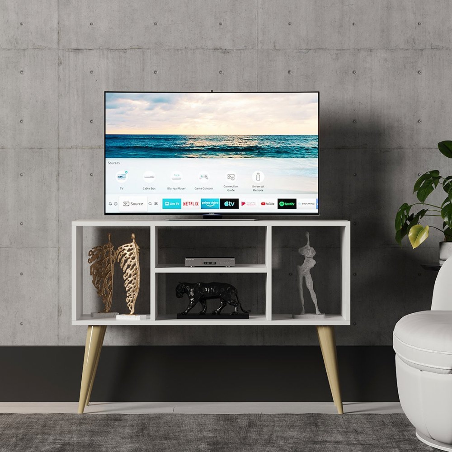 Rack para TV Até 43 Polegadas com Pés Palito Para Sala e Quarto Noruega  - 1