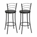 Ver imagem 6 de Kit 2 Banquetas Altas Pretas com Assento Estofado e Encosto para Bancada Cozinha Área Gourmet Preto