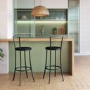 Ver imagem 4 de Kit 2 Banquetas Altas Pretas com Assento Estofado e Encosto para Bancada Cozinha Área Gourmet Preto