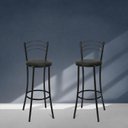 Ver imagem 5 de Kit 2 Banquetas Altas Pretas com Assento Estofado e Encosto para Bancada Cozinha Área Gourmet Preto