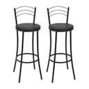 Ver imagem 2 de Kit 2 Banquetas Altas Pretas com Assento Estofado e Encosto para Bancada Cozinha Área Gourmet Preto
