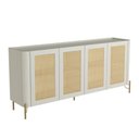 Ver imagem 1 de Aparador Buffet Porta Sextavada 180cm Pés Metal 100% Mdf Cor:luna com Dourado