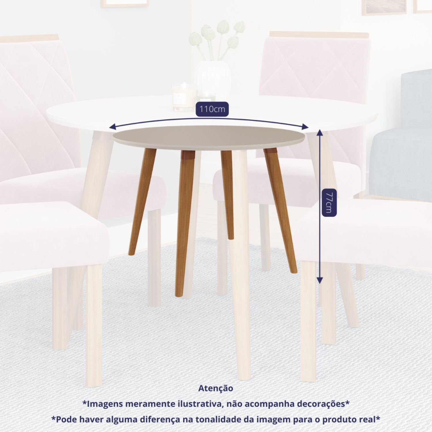 Conjunto Sala de Jantar Dani com 4 Cadeiras 110cm Maia - 4
