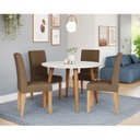 Ver imagem 1 de Conjunto Sala de Jantar Dani com 4 Cadeiras 110cm Maia Marrom/Madeira/Offwhite/Natutal/Mascavo