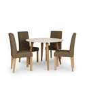 Ver imagem 7 de Conjunto Sala de Jantar Dani com 4 Cadeiras 110cm Maia Marrom/Madeira/Offwhite/Natutal/Mascavo