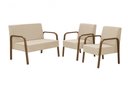Ver imagem 1 de Conjunto Jade 1 Poltrona 2 Lugares e 2 poltronas de 1 lugar Braço Madeira D Salla Suede Bege
