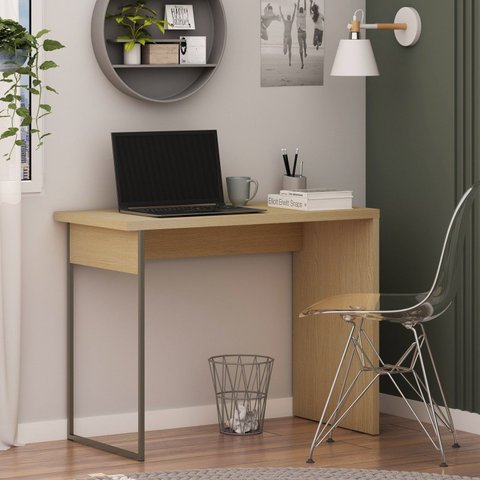 Mesa Escrivaninha 100cm Pé em Metalon Infinity Savana Bege