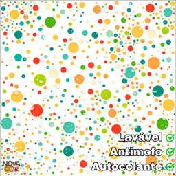 Papel de Parede Infantil Bolinhas Coloridas Decorativo Autocolante Lavável 3m Adesivo - 4