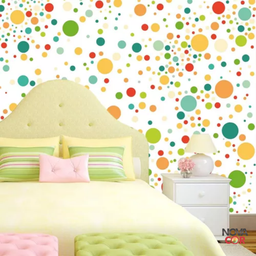 Papel de Parede Infantil Bolinhas Coloridas Decorativo Autocolante Lavável 3m Adesivo - 3