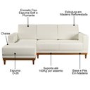 Ver imagem 4 de Sofá Living 200cm 3 Lugares com Chaise Esquerdo Kayrós D05 Linho Cru - Mpozenato