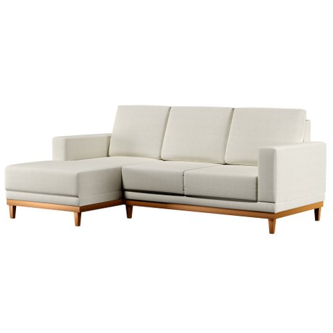 Sofá Living 200cm 3 Lugares com Chaise Esquerdo Kayrós D05 Linho Cru - Mpozenato