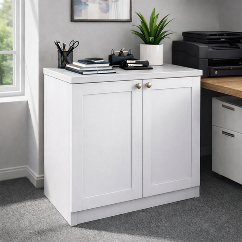 Armário para Escritório Baixo 2 Portas Provençal 100% MDF Branco Infinity