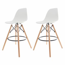 Kit 2 Banquetas Alta Charles Eames Eiffel Branca - 1