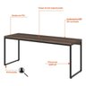 Escrivaninha Mesa Escritório Home Office 1,80x0,60 Dynamica Nogal - 8