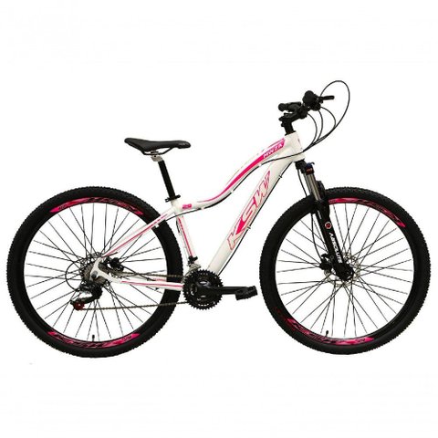Bicicleta Feminina Aro 29 Ksw Mwza Câmbios Shimano 24v Garfo com Trava Branco-rosa 17