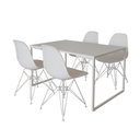 Ver imagem 2 de Mesa Industrial Base Ferro Branco 137x90 Tampo Branco 4 Cadeiras Eiffel Ferro Branco Assento Branco